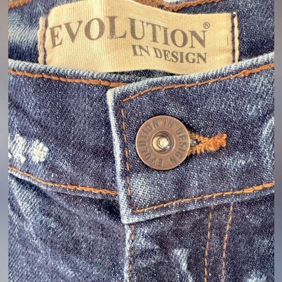 Evolution in Design 18 NWT Distressed Biker Repaired slim blue jeans. Mid rise. - Picture 2 of 11